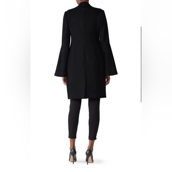 Derek Lam Black Bell Flare Sleeve 100% Wool Pea Coat Jacket Size Italy 40 US 4 - Picture 3 of 9